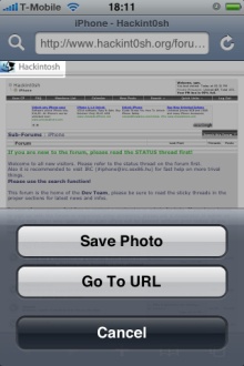iPhone firmware 2.0: Ability to Save Images straight from iPhone's Safari browser to the Photo album application