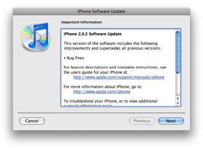 iPhone firmware 2.0.2 released