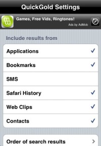 iPhone App - Quick Gold Settings