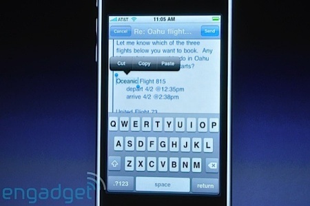 iPhone firmware 3.0 - Copy and Paste feature