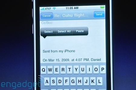 iPhone firmware 3.0 - Copy and Paste feature