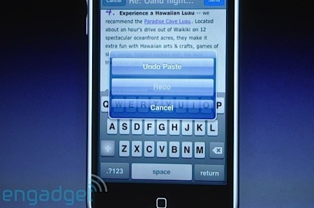 iPhone firmware 3.0 - Copy and Paste feature