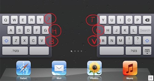 iPad split keyboard hidden keys