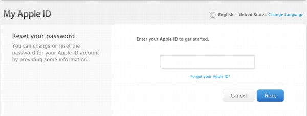 apple id password reset back online