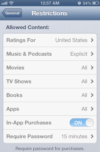 apple in app purchases parental controls