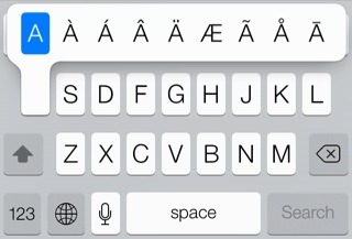 accented characters ios 7 keyboard