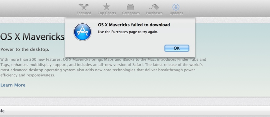os x mavericks failed download