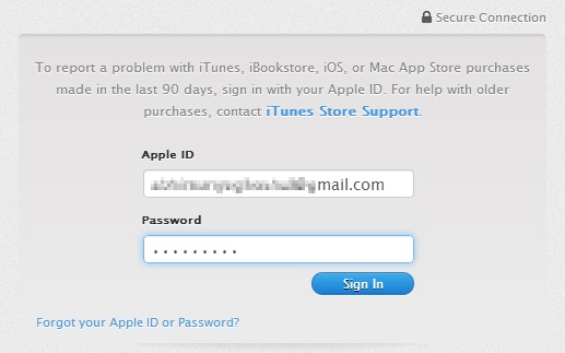 Log in to iTunes Support on your browser