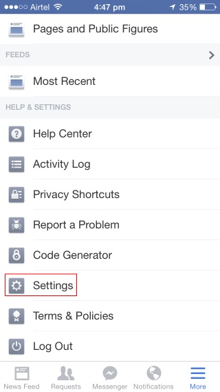 Scroll down and tap Settings