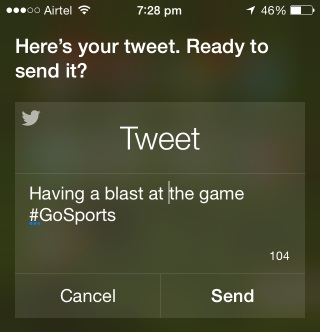 Tweet directly from Siri and add hashtags too