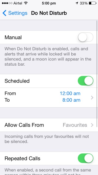 Adjust Do Not Disturb settings to suit your usage habits