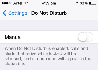 Manually turn on Do Not Disturb in the Settings menu