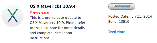 OS X Mavericks 10.9.4 Download