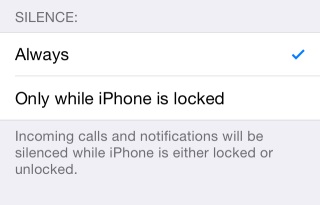 Set your iPhone to silent only when locked or all the time