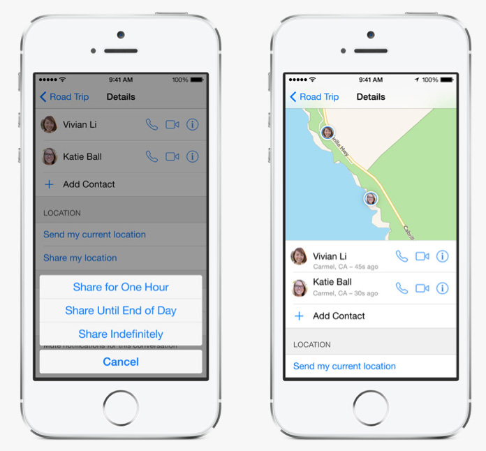 iOS 8 Messages - Location Sharing