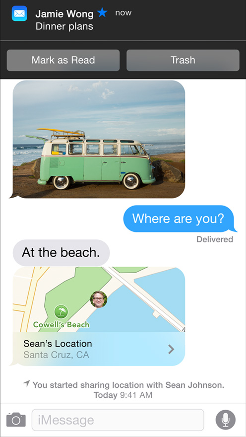mail interactive notifications