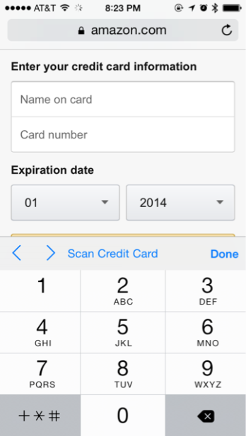 iOS 8 Safari Credit Card scan