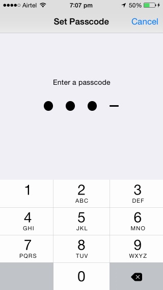 Enter a 4-digit Passcode