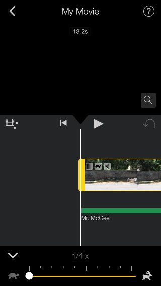 Select a clip and adjust its playback speed