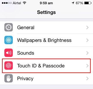 Tap Touch ID & Passcode to begin securing your device
