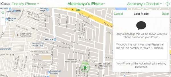 Using iCloud in a web browser to locate a lost iPhone and enable Lost Mode