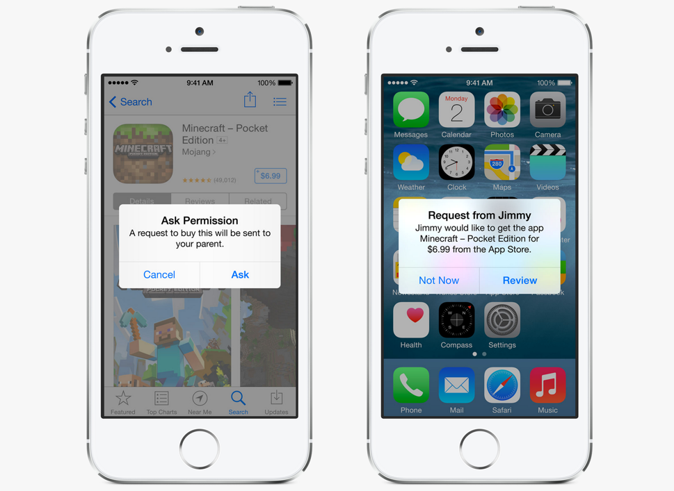 ios 8 family sharing purchases kids