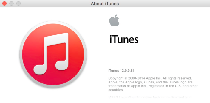 iTunes 12 About Screen and icon