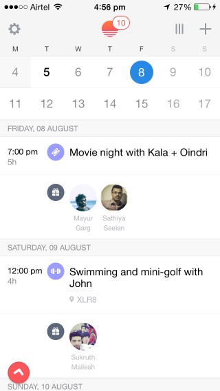Sunrise Calendar adds icons and contact images for easy scanning of your schedule