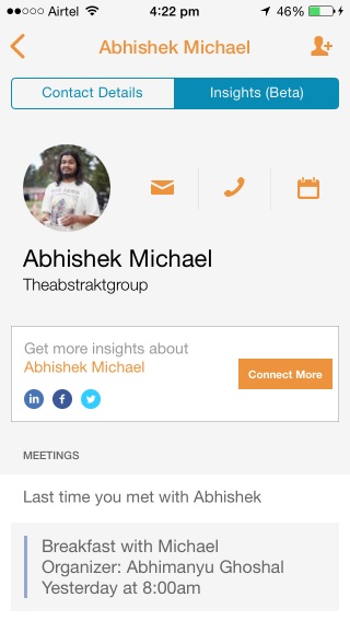The Insights tab shows you useful info about contacts you have events with