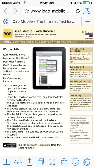 You can customize just about everything in iCab Mobile, including the bottom toolbar buttons, to suit your usage habits