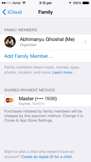 Family Sharing lets you share iTunes and App Store purchases, as well as your location with 5 family members