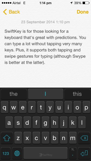 SwiftKey packs a bunch of great features, including swipe-to-type