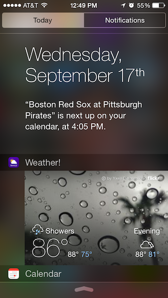 image Yahoo! Weather iOS 8 widget