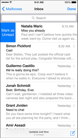 Mail app - iOS 8 -  Mark email as unread