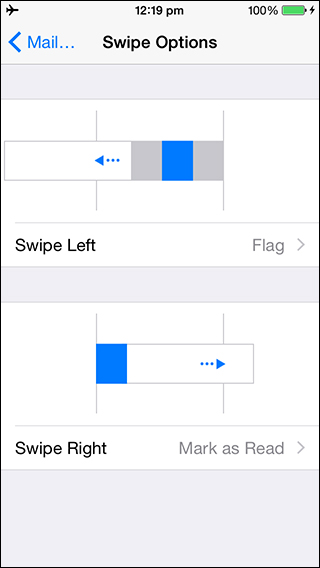 iOS 8 - Mail app - Swipe options