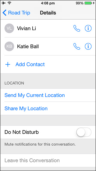 iOS 8 - Messages - Group name