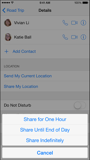iOS 8 Messages - Share location