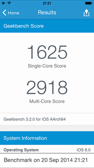 iPhone 6 - Geekbench 3.0 - Processor Benchmarks