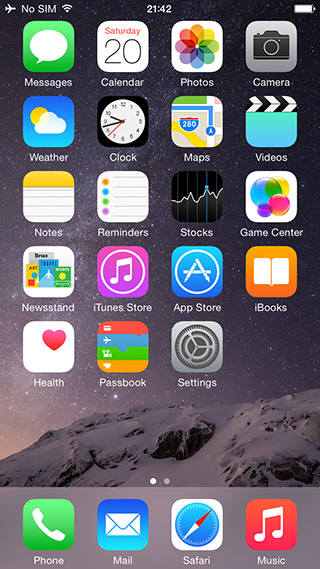 iPhone 6 - Home screen - Standard mode