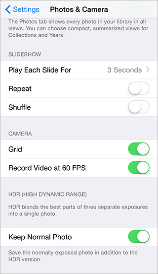 iPhone 6 full HD videos at 60 fps