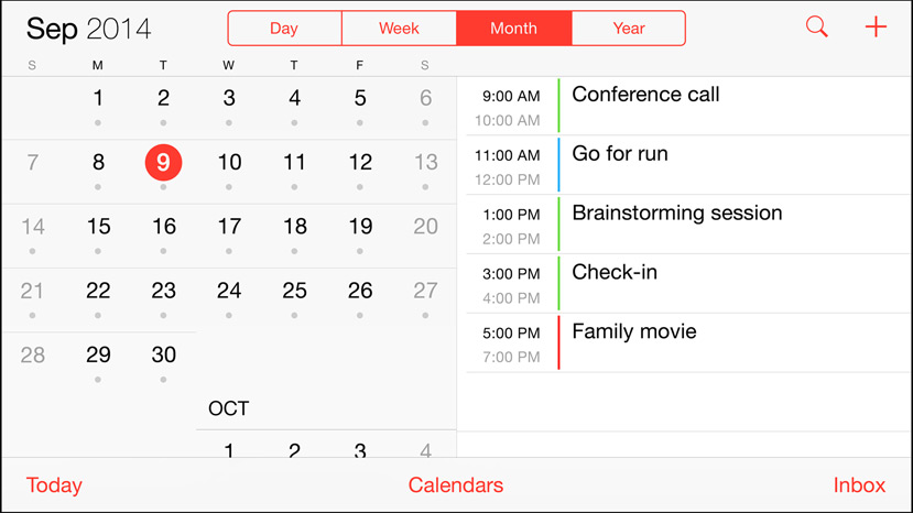 iPhone 6 Plus - Calendar app