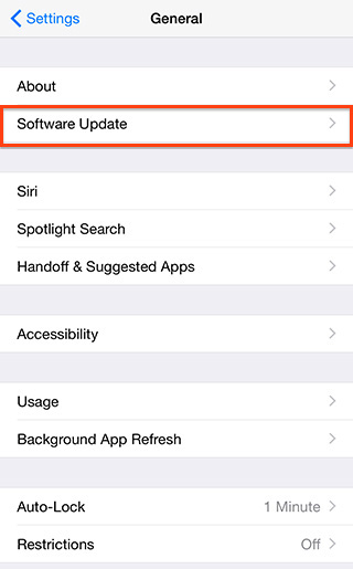 iOS 8.1 software update OTA