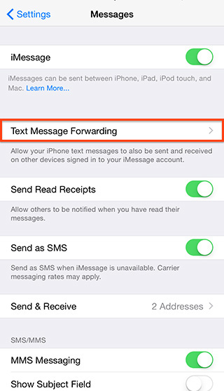 Send & Receive iPhone text messages Mac - Setup
