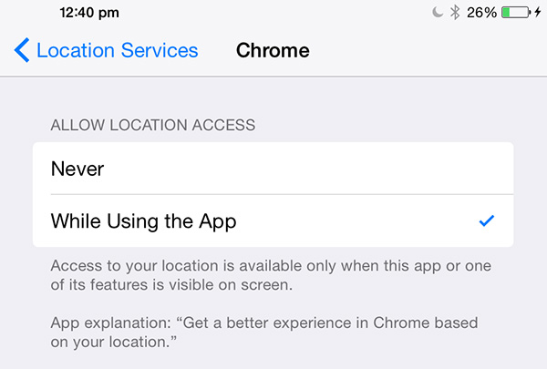 iPad - While using location services