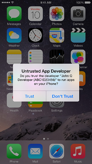 Untrusted app developer