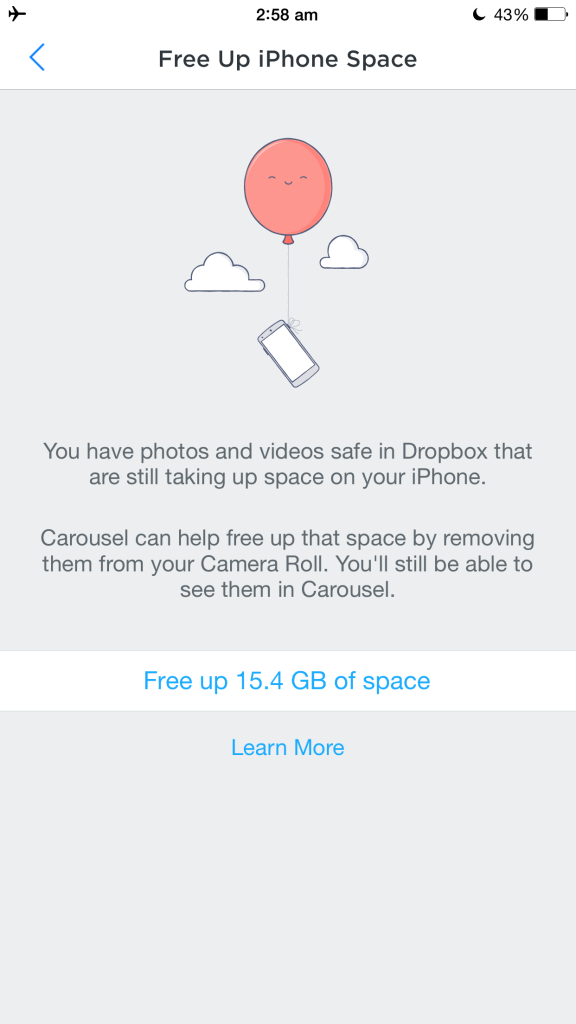 iphone carousel free up space