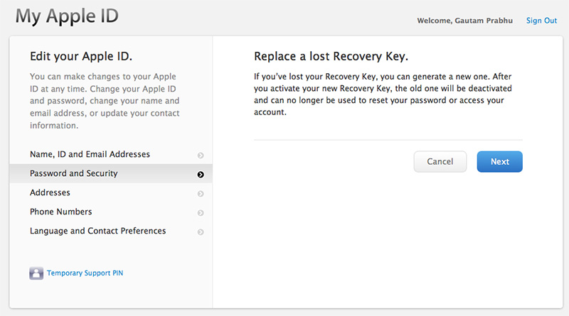 Replace Lost Recovery key