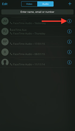 FaceTime audio call log