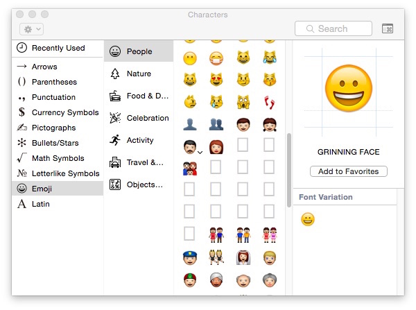 image OS X Yosemite emoji
