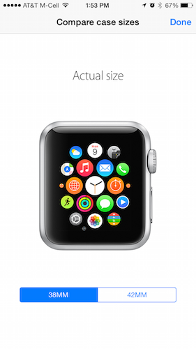 image Apple Watch size comarison